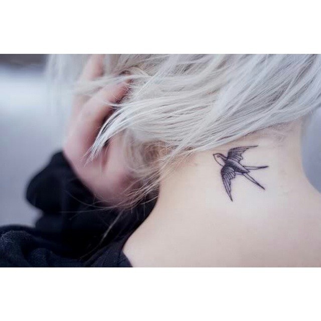 Schwalben Tattoo im Nacken